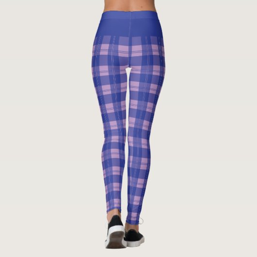 Plaid Paarse Gepersonaliseerd Monogram Leggings (Achterkant)