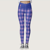 Plaid Paarse Gepersonaliseerd Monogram Leggings (Voorkant)
