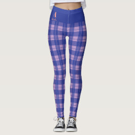 Plaid Paarse Gepersonaliseerd Monogram Leggings