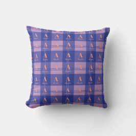 Plaid Paarse Monogram Patroon Kussen