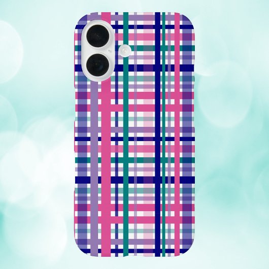 Plaid Paarse Roze Blauwgroen Navy Blue Pattern Case-Mate iPhone Case