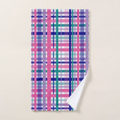 Plaid Paarse Roze Navy Blauw Blauwgroen Bad Handdoek (Handdoek)