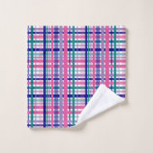 Plaid Paarse Roze Navy Blauw Blauwgroen Bad Handdoek (Wasdoekje)