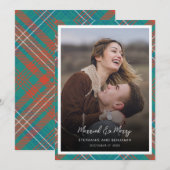 Plaid Pas getrouwd Foto Getrouwd Merry Wilson Tart Feestdagenkaart (Voorkant / Achterkant)