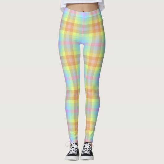 Plaid Pastel Rainbow leggings (Voorkant)