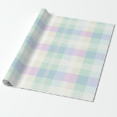  Plaid Pastel Roze Groen Geel Blauw Paars Cadeaupapier (Uitgerold)