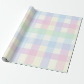 Plaid Pastel Roze Groen Geel Blauw Paars Cadeaupapier (Uitgerold)