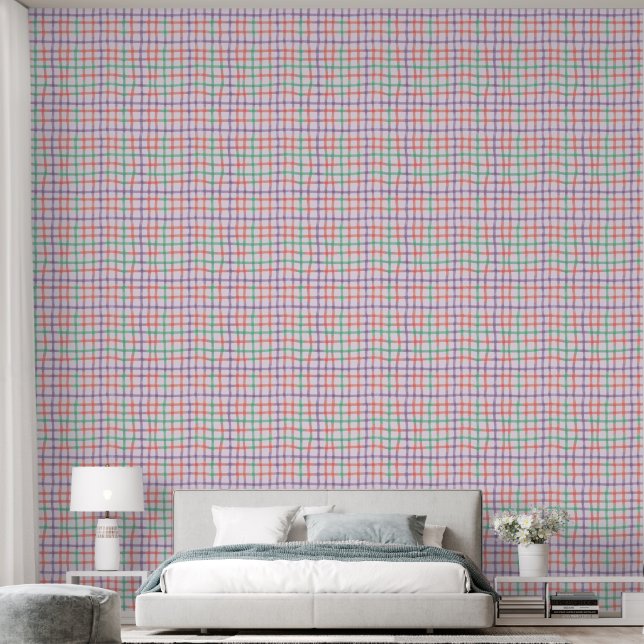 Plaid Pastels (L) Behang (Slaapkamer)