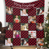 Plaid Patchwork 13 Foto Collage Familie Kerstmis Fleece Deken