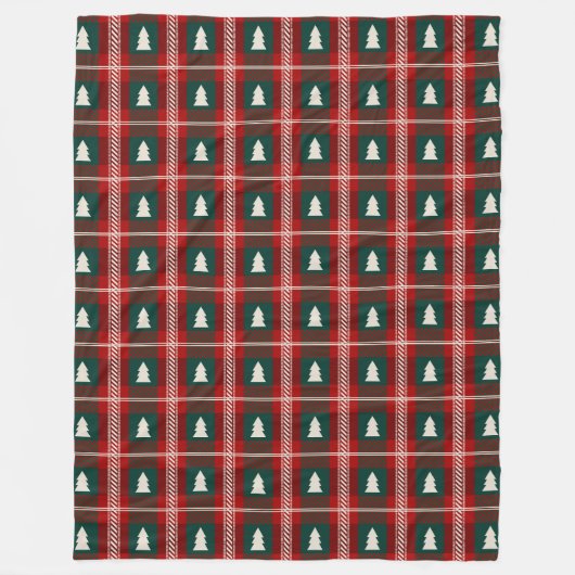 Plaid Patchwork kerstboom patroon Fleece Deken (Voorkant)