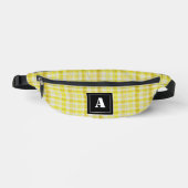 Plaid Patroon Gingham Controleer Geel Wit Monogram Heuptasje (Voorkant)
