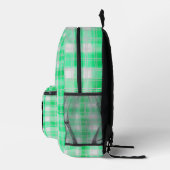 Plaid Patroon Gingham Controleer lichtgroen monogr Bedrukte Rugzak (Rechts)