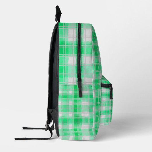 Plaid Patroon Gingham Controleer lichtgroen monogr Bedrukte Rugzak (Links)