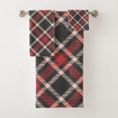 Plaid patroon in rood zwart en wit bad handdoek (Insitu)