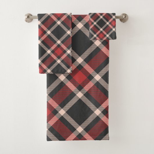 Plaid patroon in rood zwart en wit bad handdoek (Insitu)