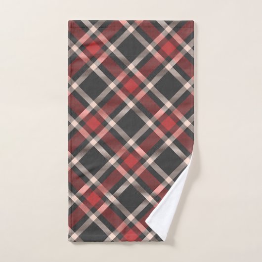 Plaid patroon in rood zwart en wit bad handdoek (Handdoek)