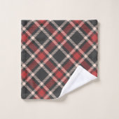 Plaid patroon in rood zwart en wit bad handdoek (Wasdoekje)
