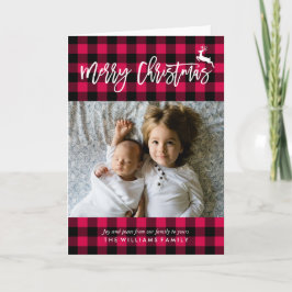 Plaid Patroon Kerstmis Foto Feestdagen Kaart