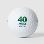 Plaid Pattern 40th Birthday Party Blue 40 en vlieg Golfballen (Voorkant)