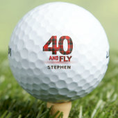 Plaid Pattern 40th Birthday Party Red 40 en vlieg Golfballen