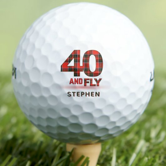 Plaid Pattern 40th Birthday Party Red 40 en vlieg Golfballen