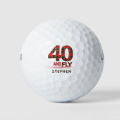 Plaid Pattern 40th Birthday Party Red 40 en vlieg Golfballen (Voorkant)