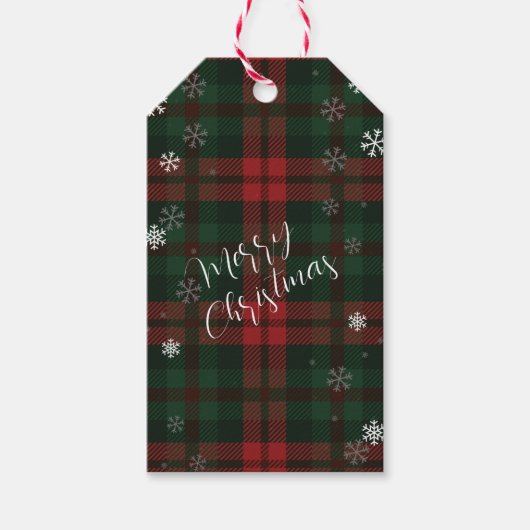 Plaid Pattern Christmas Feestdagen Cadeaulabel (Voorkant)