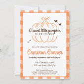 Plaid Pattern Pompoen op zijn weg Herfst Baby show Kaart (Voorkant)