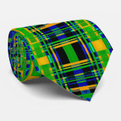 Plaid Pattern Tartan Check Groen Sinaasappel Zwart Stropdas (Opgerold)