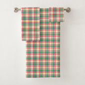 Plaid-patterned towel set with red, green, yellow  bad handdoek