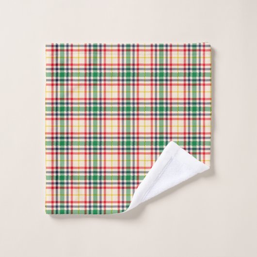Plaid-patterned towel set with red, green, yellow  bad handdoek (Wasdoekje)