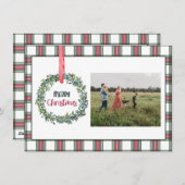 Plaid Personalized Photo Merry Christmas Card Feestdagenkaart (Voorkant / Achterkant)