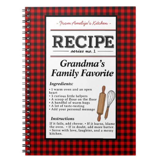 Plaid Personalized Recipe Notebook-Christmas Gift Notitieboek (Voorkant)