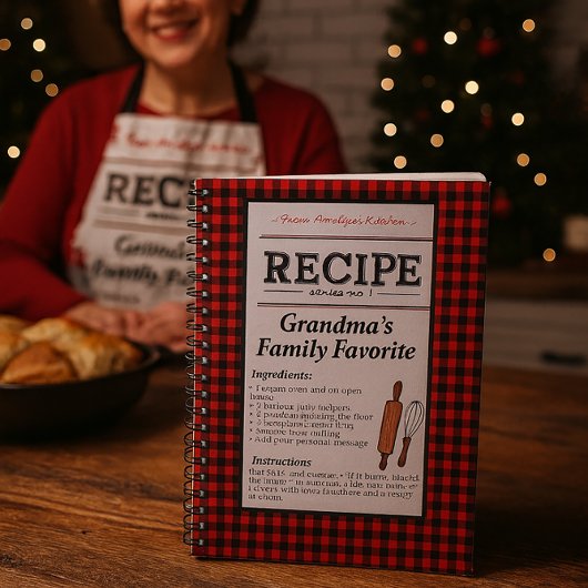 Plaid Personalized Recipe Notebook-Christmas Gift Notitieboek