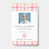 Plaid Pink Geregistreerd Verpleegkundige Logo Badge (Front)