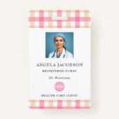 Plaid Pink Geregistreerd Verpleegkundige Logo Badge (Voorkant)