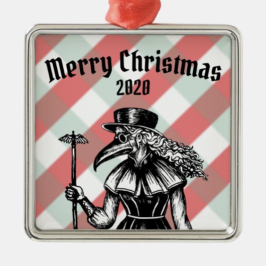 Plaid Plague Doctor Christmas Metalen Ornament (Voorkant)