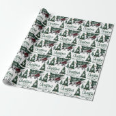 Plaid Polar Beer Kerstbomen Levering Monogram Cadeaupapier (Uitgerold)