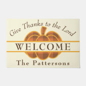 Plaid Pompoen Geef Bedankt aan de Here Thanksgivin Deurmat (Voorkant)