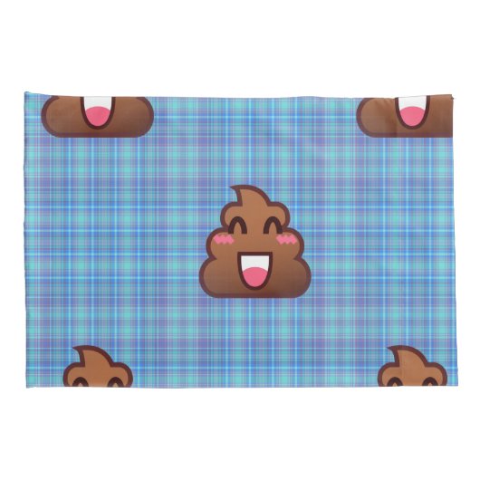 plaid poop emoji pillow hoesje kussenslopen (Achterkant-Rechts)