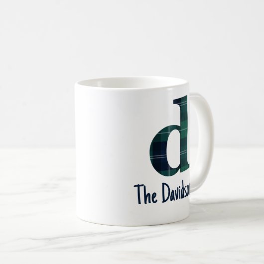 Plaid Print Kleine letter d Initiaal en naam Koffiemok (Voorkant rechts)