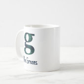 Plaid Print Kleine letter g Initiaal en naam Koffiemok (Voorkant links)