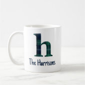 Plaid Print Kleine letter h Initiaal en naam Koffiemok (Links)