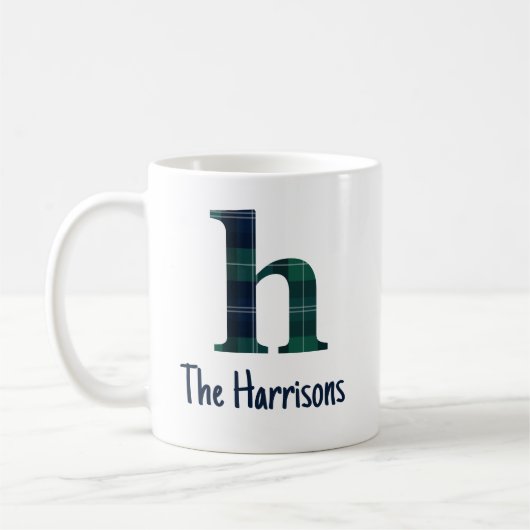 Plaid Print Kleine letter h Initiaal en naam Koffiemok (Links)
