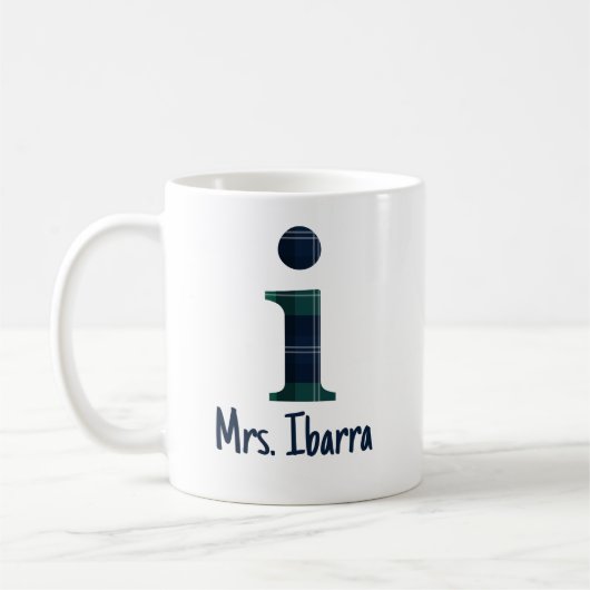 Plaid Print Kleine letter i Initiaal en naam Koffiemok (Links)