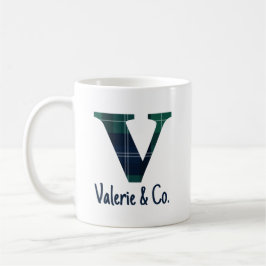 Plaid Print Kleine letter v Initiaal en naam Koffiemok