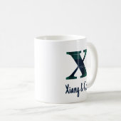 Plaid Print Kleine letter x Initiaal en naam Koffiemok (Voorkant rechts)