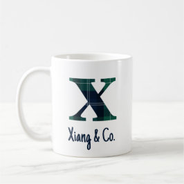 Plaid Print Kleine letter x Initiaal en naam Koffiemok