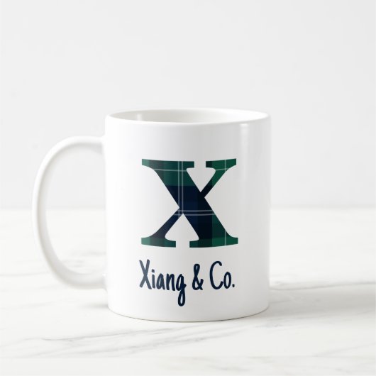 Plaid Print Kleine letter x Initiaal en naam Koffiemok (Links)