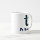 Plaid Print kleine letters letter t Initiaal en na Koffiemok (Voorkant rechts)